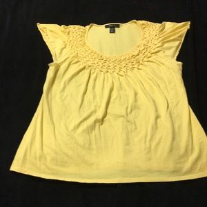 Yellow Style & Co T-shirt with woven smocking